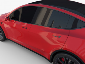tesla model y awd red with chassis 3D Model