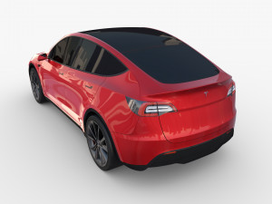 tesla model y awd red with chassis 3D Model