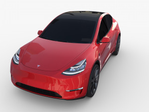 tesla model y awd red with chassis 3D Model