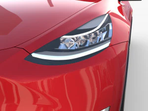 tesla model y awd red with chassis 3D Model
