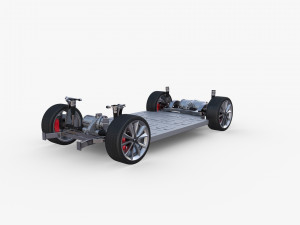 tesla model y awd red with chassis 3D Model