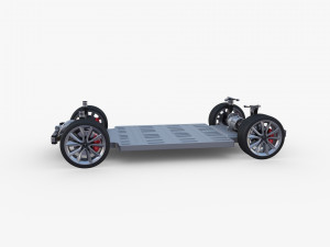 tesla model y awd red with chassis 3D Model