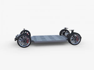 tesla model y awd red with chassis 3D Model