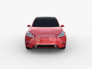 tesla model y awd red with chassis 3D Model