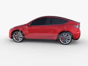 tesla model y awd red with chassis 3D Model