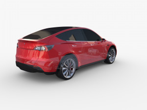 tesla model y awd red with chassis 3D Model