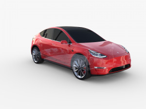 tesla model y awd red with chassis 3D Model