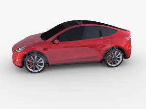 tesla model y awd red with chassis 3D Model