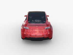 tesla model y awd red with chassis 3D Model