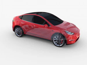 tesla model y awd red with chassis 3D Model