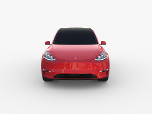 tesla model y awd red with chassis 3D Model