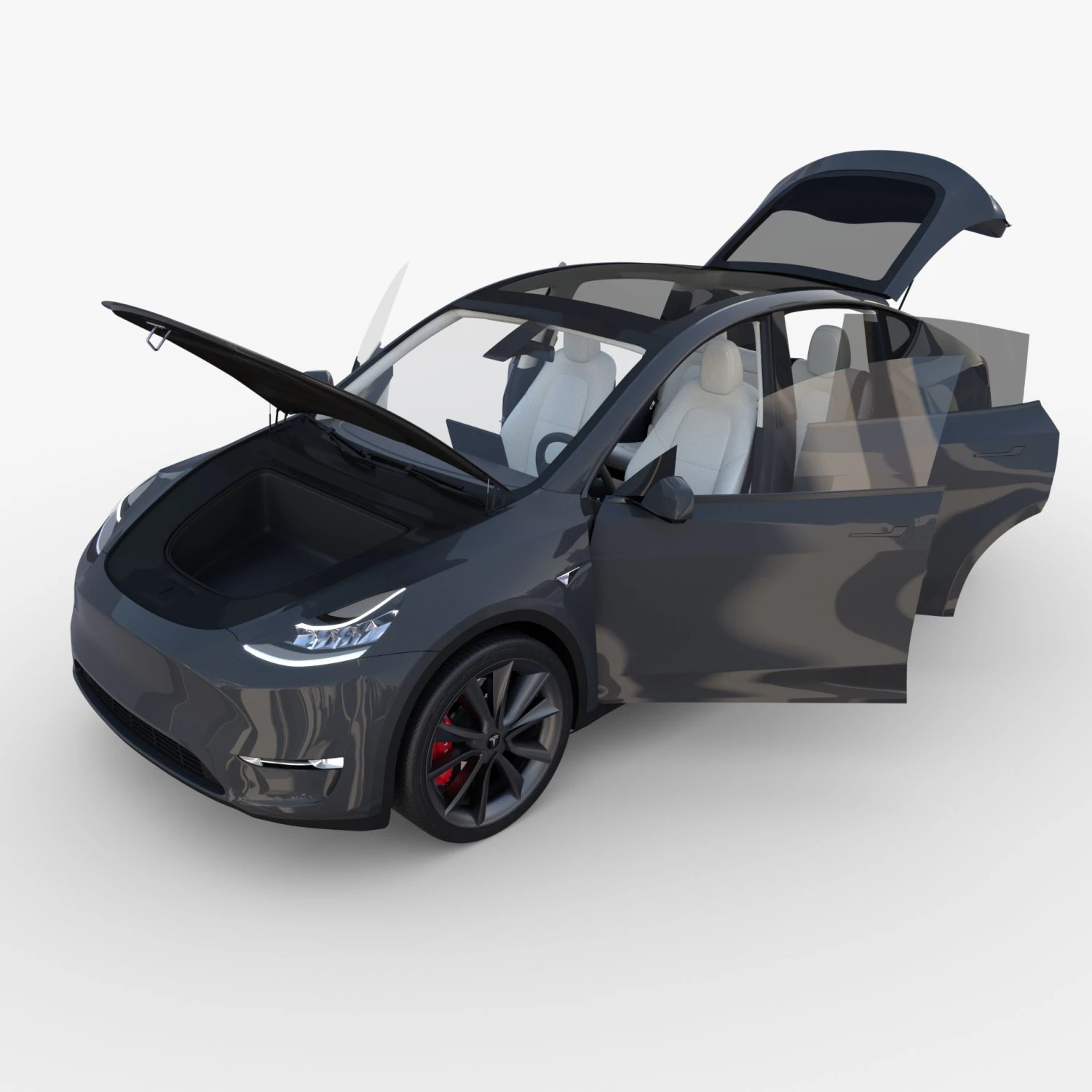 tesla model y midnight silver with interior 3D Model .c4d .max .obj .3ds .fbx .stl .blend 