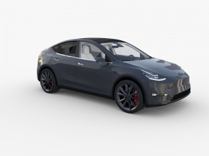 tesla model y midnight silver with interior 3D 모델
