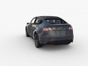 tesla model y midnight silver with interior 3D 모델
