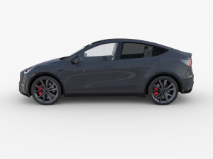 tesla model y midnight silver with interior 3D 모델