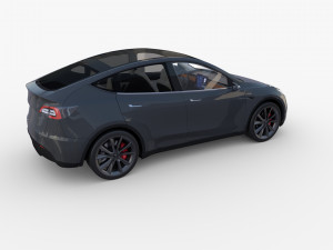 tesla model y midnight silver with interior 3D 모델