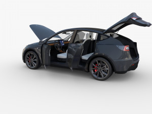 tesla model y midnight silver with interior 3D 모델