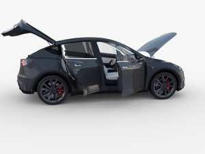 tesla model y midnight silver with interior 3D 모델