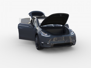 tesla model y midnight silver with interior 3D 모델