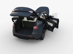 tesla model y midnight silver with interior 3D Model