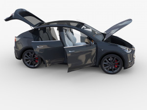 tesla model y midnight silver with interior 3D 모델