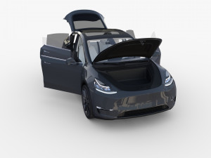 tesla model y midnight silver with interior 3D 모델