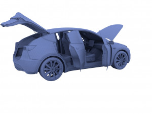 tesla model y midnight silver with interior 3D 모델
