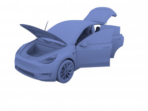 tesla model y midnight silver with interior 3D 모델