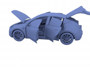 tesla model y midnight silver with interior 3D 모델