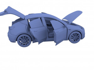 tesla model y midnight silver with interior 3D 모델