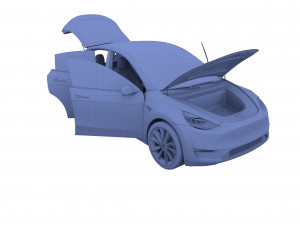 tesla model y midnight silver with interior 3D 모델