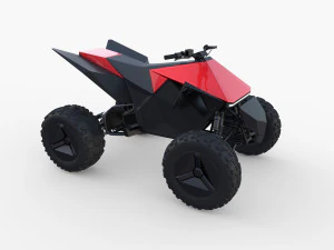 tesla cyberquad atv red 3D Model
