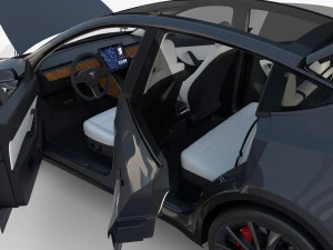 tesla model y awd midnight silver with interior and chassis 3D Model