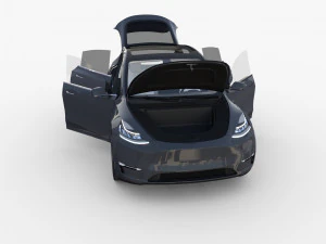 tesla model y awd midnight silver with interior and chassis 3D Model