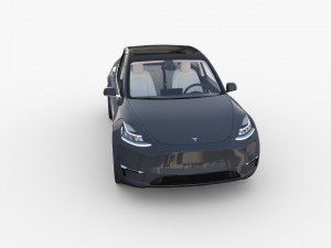 tesla model y awd midnight silver with interior and chassis 3D Модель