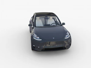 tesla model y awd midnight silver with interior and chassis 3D Model