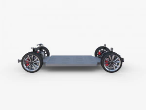 tesla model y awd midnight silver with interior and chassis 3D Model
