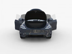 tesla model y awd midnight silver with interior and chassis 3D Model
