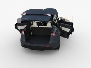 tesla model y awd midnight silver with interior and chassis 3D Модель