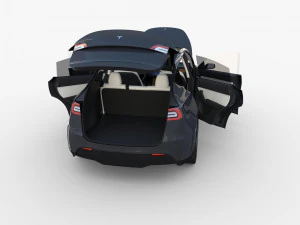 tesla model y awd midnight silver with interior and chassis 3D Model