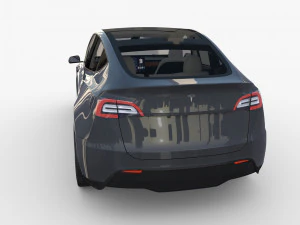 tesla model y awd midnight silver with interior and chassis 3D Model