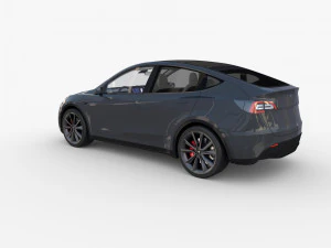 tesla model y awd midnight silver with interior and chassis 3D Model