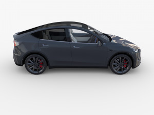 tesla model y awd midnight silver with interior and chassis 3D Модель