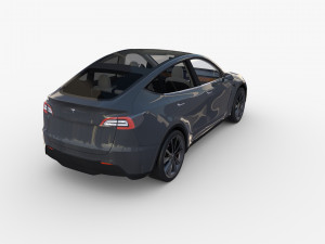 tesla model y awd midnight silver with interior and chassis 3D Модель