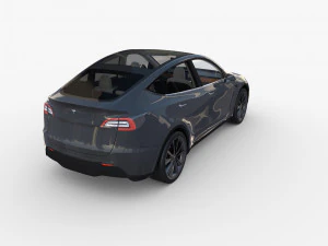 tesla model y awd midnight silver with interior and chassis 3D Model