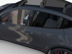 tesla model y awd midnight silver with interior and chassis 3D Модель