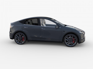 tesla model y awd midnight silver with interior and chassis 3D Модель