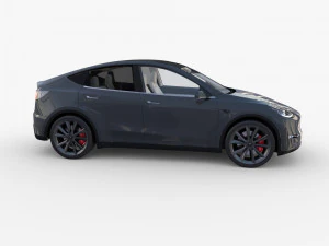 tesla model y awd midnight silver with interior and chassis 3D Model