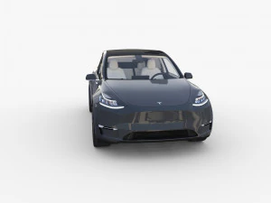 tesla model y awd midnight silver with interior and chassis 3D Model