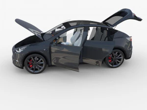 tesla model y awd midnight silver with interior and chassis 3D Model